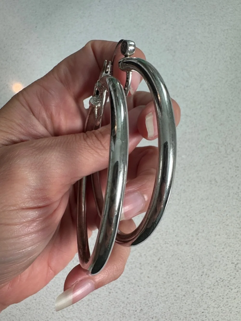 Simone L Smith Silver Hoop Earrings - Picture 5 of 5